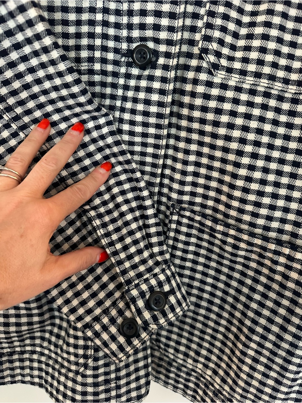 GAP × DÔEN Gingham Denim Chore Jacket Blue White Utility Barn Coat Size S - Picture 5 of 7